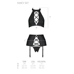 Комплект із еко-шкіри з імітацією шнурівки Passion Nancy Set black L/XL - мініатюра 5