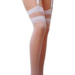 Класичні панчохи під пояс із подвійною гумкою Passion ST002 3/4 bianco