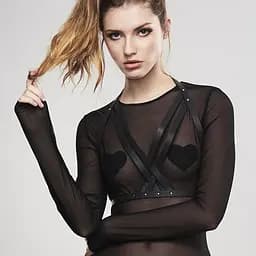Портупея Bijoux Indiscrets MAZE - Halter Bra Harness Black Bijoux Indiscrets B0252; SO2683 92309 - мініатюра 2