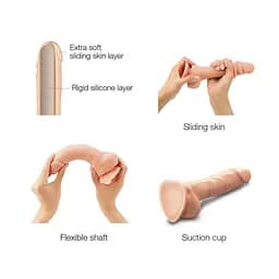 Реалістичний фалоімітатор Strap-On-Me Sliding Skin Realistic Dildo Vanille - S, ефект рухомий до - мініатюра 3