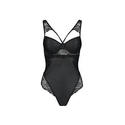 Боді з еко-шкіри та мережива Passion Loona Body black L/XL - мініатюра 3