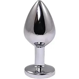 Анальная пробка Fantasy Silver Butt Plug Diamond M 8 см (белый)