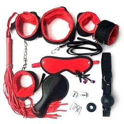Комплект для BDSM игр на 10 предметов One Size красный