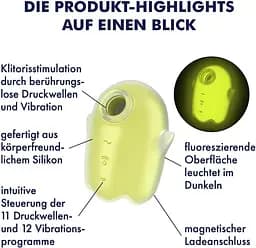 Вакуумний стимулятор Satisfyer Glowing Ghost Yellow - мініатюра 3