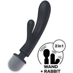 Вібратор Satisfyer Triple Lover для пар та соло три мотори силікон 10 програм сірий - мініатюра 3
