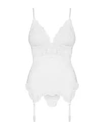 Сатиновий мереживний корсет Obsessive Obsessive 810-COR-2 babydoll & thong S/M - мініатюра 5