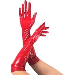 Глянсові вінілові рукавички Art of Sex - Lora, розмір S, колір Червоний