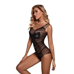 Боді жіноче сітка стрази еротичне відкритий доступ чорний S/M/L
