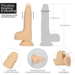 Фалоімітатор-пульсатор Naked Addiction 6.5″ Thrusting Dong With Remote, руху вперед-назад, пульт - мініатюра 3