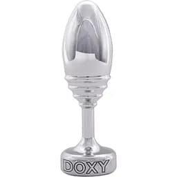 Металлическая анальная пробка Doxy Butt Plug Ribbed ребристая диаметр 3.3 см