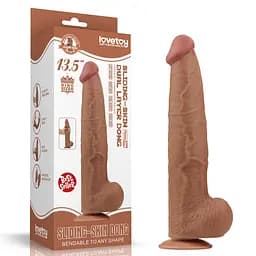 Фалоімітатор LoveToy Sliding-Skin Dual Layer Dong King Sized 34 см коричневий - мініатюра 22