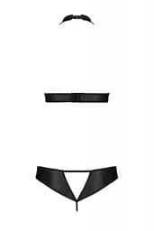 Комплект з екошкіри Passion Malwia Set with Open Bra black 4XL/5XL - мініатюра 4
