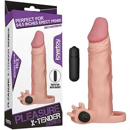 Насадка на пенис с вибрацией Lovetoy Pleasure X-Tender 18.5 см телесный