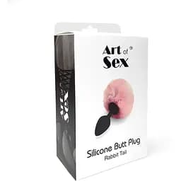 Силіконова анальна пробка М Art of Sex Silicone Bunny Tails Butt plug White діаметр 3.5 см - мініатюра 4