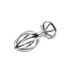 Пробка анальна фігурна ребриста сталева SexyFire S 2,6 см металік