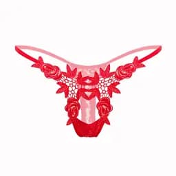Трусики жіночі стрінги з квітковим принтом та пікантним вирізом S/M червоні