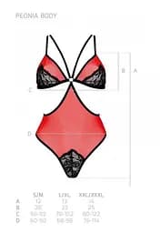 Напівпрозорий боді з мереживом Passion Peonia Body XXL/XXXL red - мініатюра 7