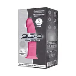 Фалоімітатор SilexD Robby Pink Glow in the dark, двошаровий, силікон + Silexpan, діаметр 3,5 см - мініатюра 2