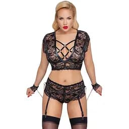 Комплект Cottelli Bondage Bra Set 3XL чорний