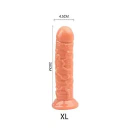 Великий реалістичний фалоімітатор на присосці Olo XL 20 см бежевий — штучний член та секс-іграшка для жінок - мініатюра 3