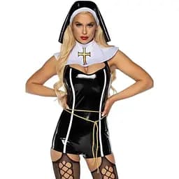 Виниловый костюм монашки Leg Avenue Sinful Sister XL