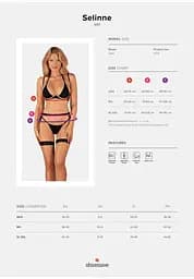 Комплект білизни Obsessive Selinne XS/S чорний - мініатюра 7