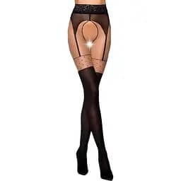 Эротические колготки Passion Tiopen 003 nero 1/2 (20/40 den) имитация чулок и пояса