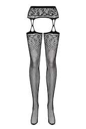 Панчохи з поясом Obsessive S206 S/M/L чорний - мініатюра 3