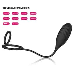 Вібратор Kinky 3 в 1: ерекційне кільце з масажером простати, вібратор для пар, віброяйце (без пульту ДК) - мініатюра 7