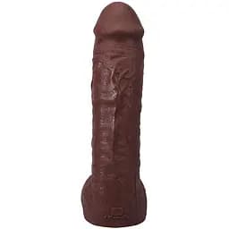 Фалоімітатор Doc Johnson The Realistic Cock ULTRASKYN 12 Inch Hung with Balls, шоколадний - мініатюра 3