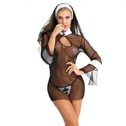 Соблазнительный эротический костюм 'Сладострастная монахиня' S, черный K000203