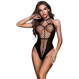 Боді-сітка з халтером JSY 7956 вставки з крупнокомірчастої сітки One size