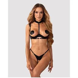 Комплект білизни Obsessive Roccele otwarty 2XL/3X (чорний)