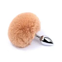 Анальна пробка класична металева з хвостиком 7,5 см BunnyTail Коричневий