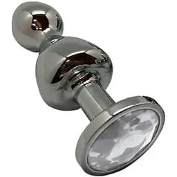 Металева анальна пробка Wooomy Lollypop Double Ball Metal Plug M