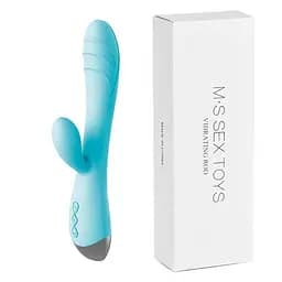 Смарт вібратор-кролик з USB зарядкою 21 см для клітора та точки G Блакитний