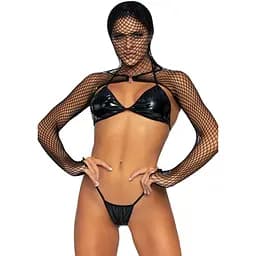 Комплект белья Leg Avenue Bikini top g-string & shrug One size Black фетиш-болеро лиф стринги