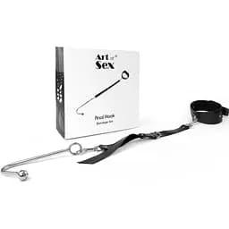 Анальний гак із нашийником з натуральної шкіри Art of Sex - Anal hook, Чорний