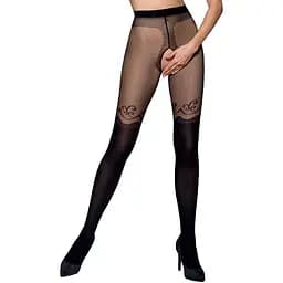 Колготки з відкритим доступом Passion подвійна щільність Tiopen 012 Black 1/2 (20/40 den)