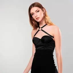 Портупея з екошкіри Bijoux Indiscrets MAZE - Cross Chest Harness Black - мініатюра 3