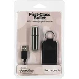 Вібропуля PowerBullet First-Class Bullet 2.5″ з Key Chain Pouch Gun Metal 9 режимів вібрації - мініатюра 6