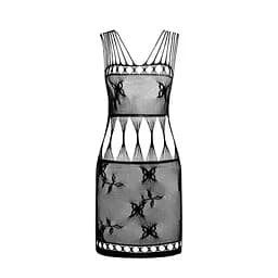 Бодістокінг - міні-сукня з метеликами Passion BS090 black One size - мініатюра 5