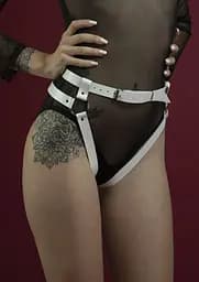 Гартери Feral Feelings - Belt Briefs, трусики, натуральна шкіра, Білий - мініатюра 2