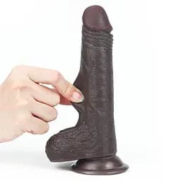 Фалоімітатор із присоскою LoveToy Sliding-Skin Dildo 7 17.5 см коричневий - мініатюра 4