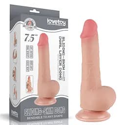 Фалоімітатор Sliding-Skin Dual Layer Dong 7.5'' 19.5 см тілесний - мініатюра 15