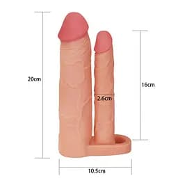 Насадка на пеніс Lovetoy Pleasure X-Tender Double Flesh Add 2 20 см тілесний - мініатюра 5