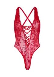 Leg Avenue Floral lace thong teddy OS Red One size - мініатюра 4
