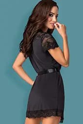 Пеньюар Obsessive 810-PEI-1 peignoir (Чорний, L/XL) Obsessive 80082 96796 - мініатюра 2