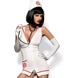 Эротический костюм Obsessive Emergency dress S/M белый