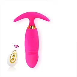 Анальна пробка 10 режимів вібрації силікон унісекс дистанційне керування USB зарядка рожевий